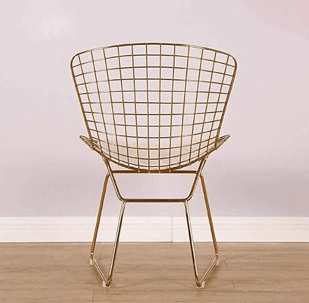 Al Ghani Gold Wire Metal Chair with White Cushion - Al Ghani Stores
