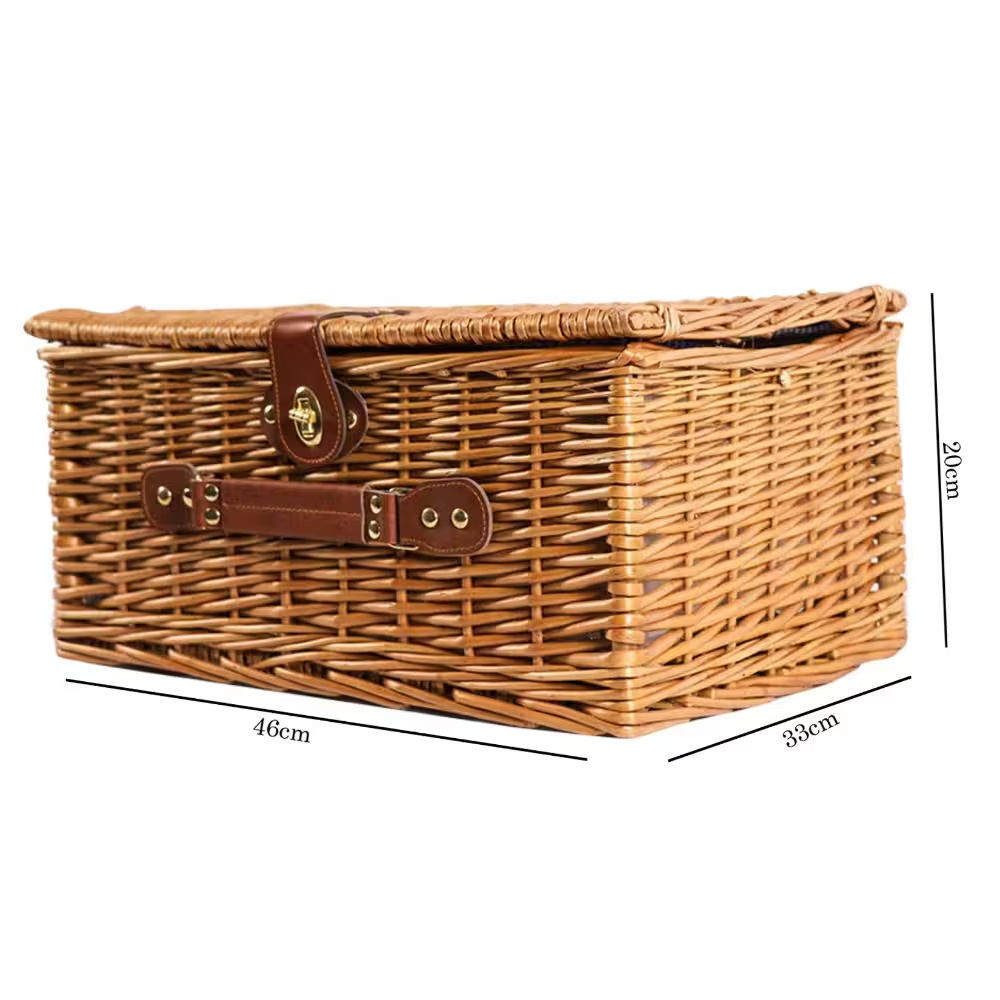 Wicker Picnic Rattan Basket Set for 4 Person For Camping - 46 x 33 x 20cm