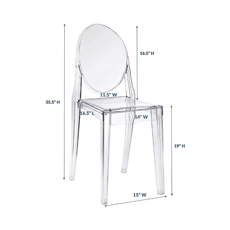 Acrylic Clear Chair Transparent Clear Acrylic PC Resin Wedding Dining Chairs No Arm Chair