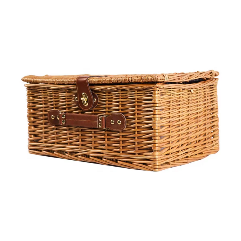 Wicker Picnic Rattan Basket Set for 4 Person For Camping - 46 x 33 x 20cm