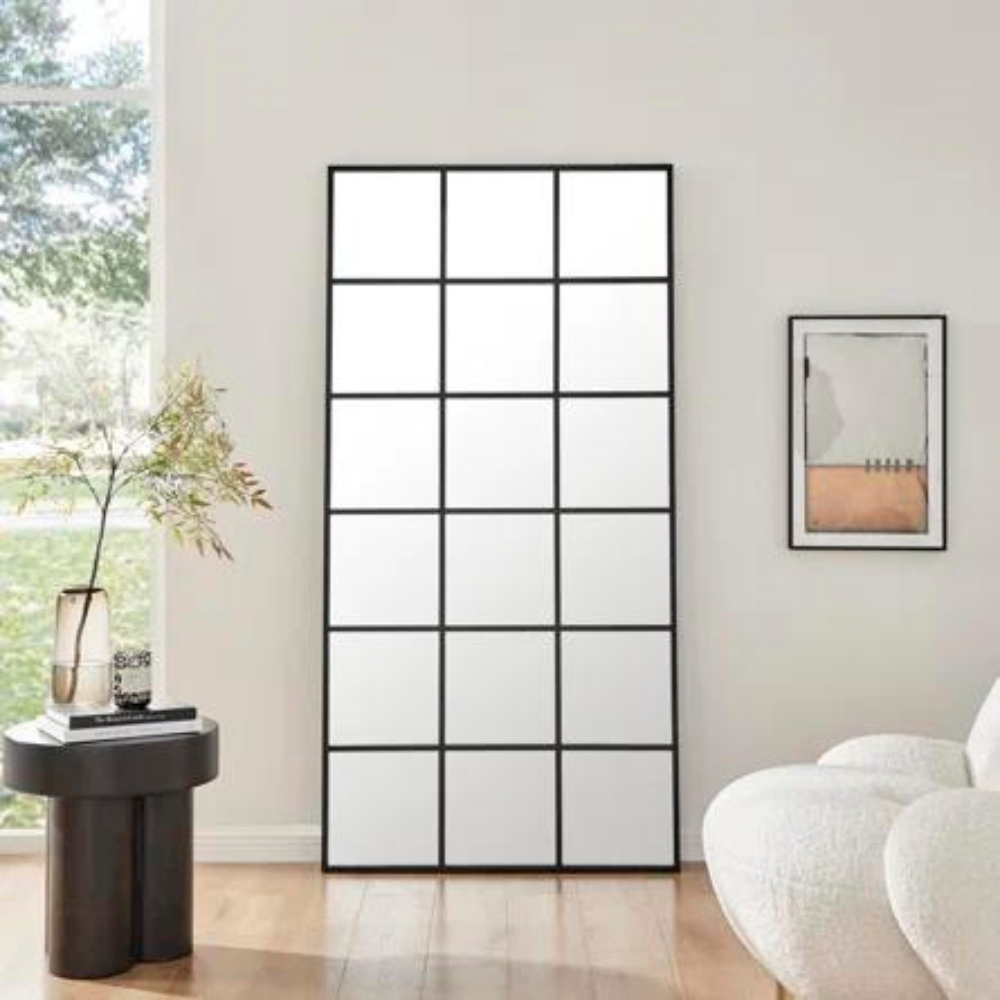 Al Ghani Windows Rectangular Full-Length Mirror in Black – Timeless Elegance for Any Room