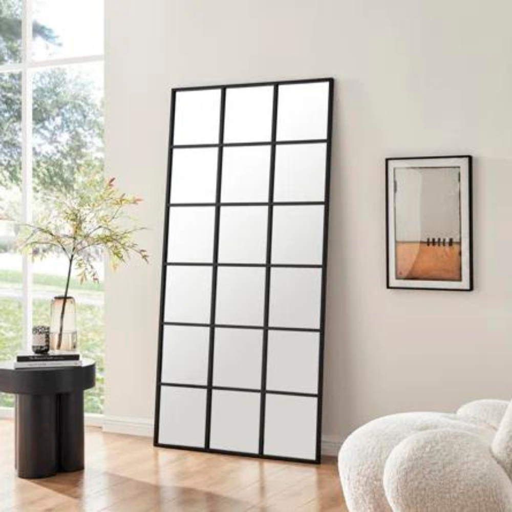 Al Ghani Windows Rectangular Full-Length Mirror in Black – Timeless Elegance for Any Room