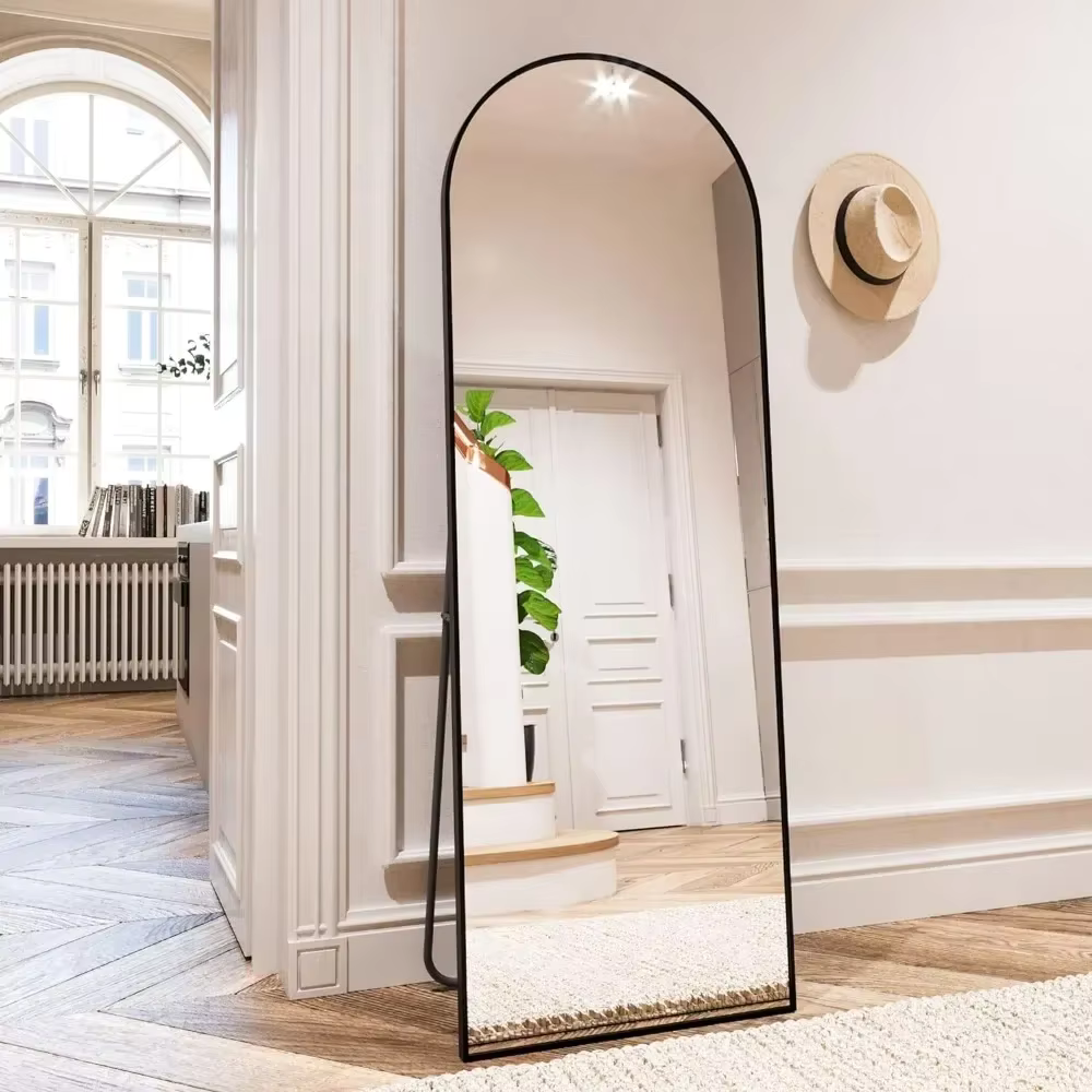 Arched Full Length Mirror with Stand Arched-Top Stand Bedroom Dressing Room Length Standing Leaning Mirrors