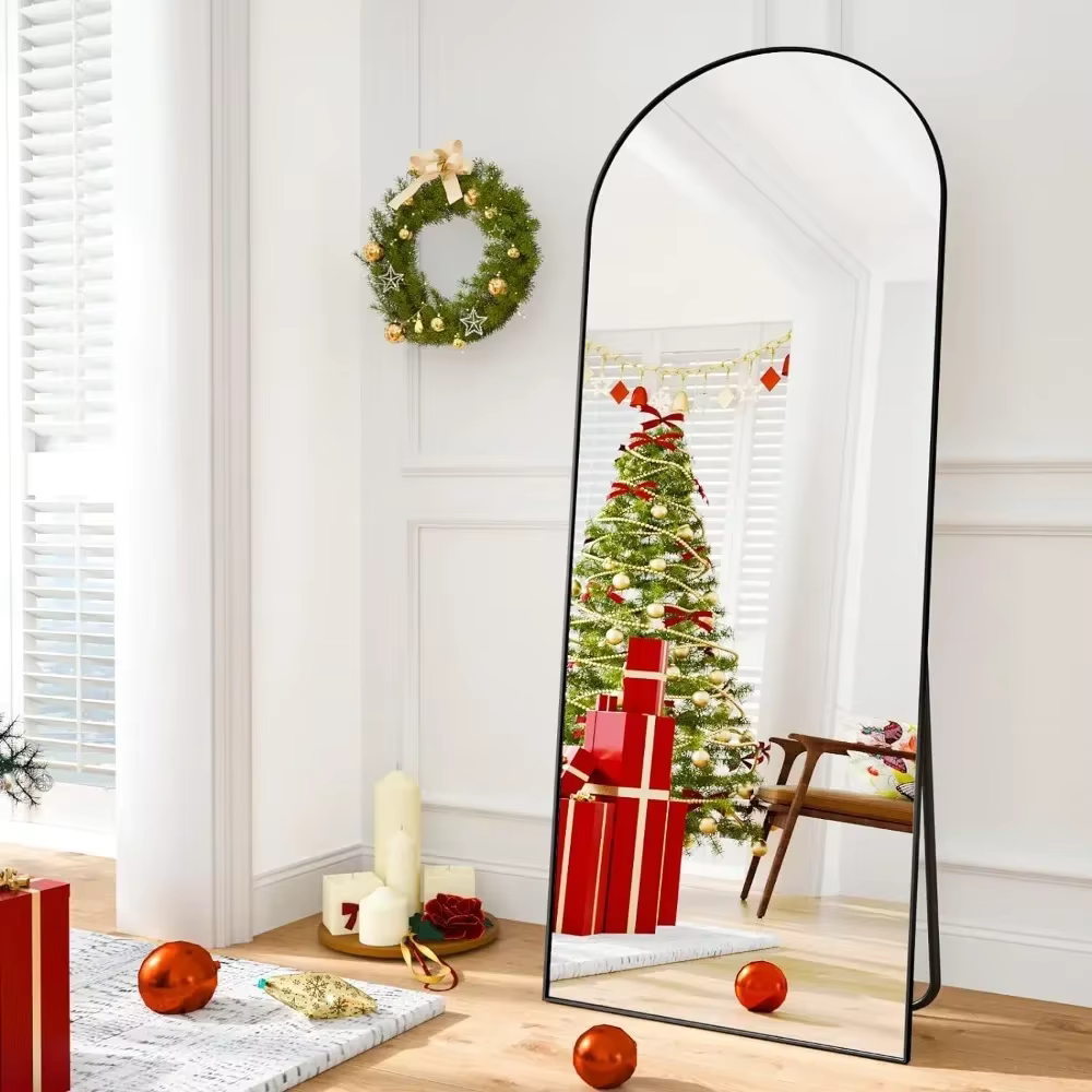 Arched Full Length Mirror with Stand Arched-Top Stand Bedroom Dressing Room Length Standing Leaning Mirrors