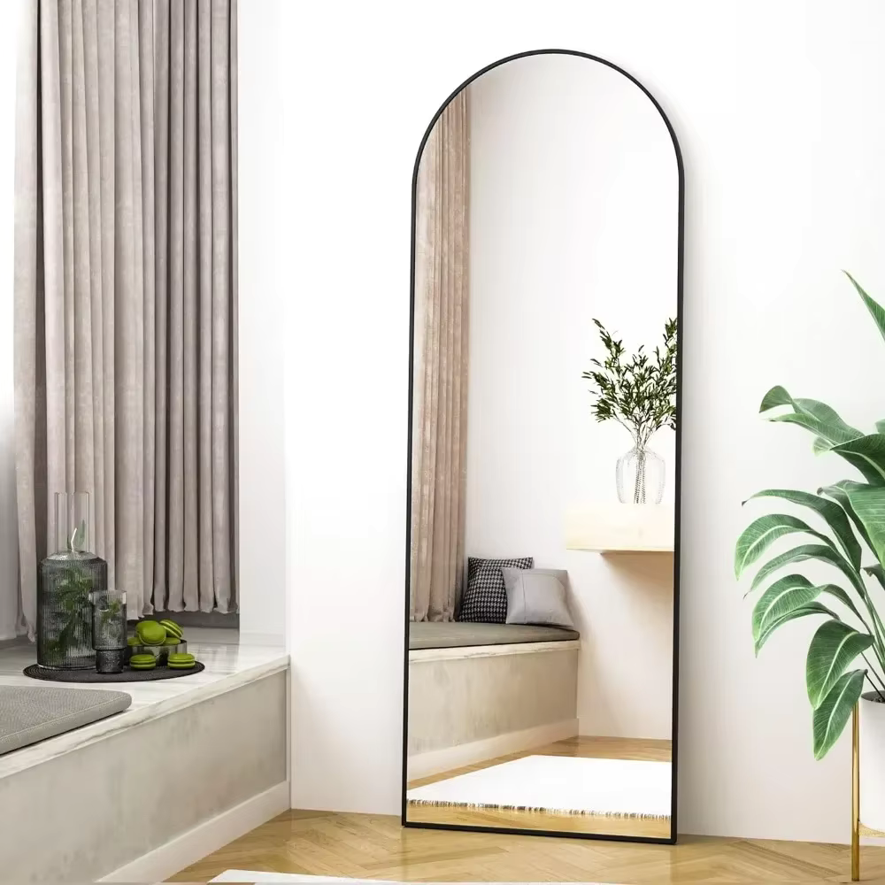 Arched Full Length Mirror with Stand Arched-Top Stand Bedroom Dressing Room Length Standing Leaning Mirrors