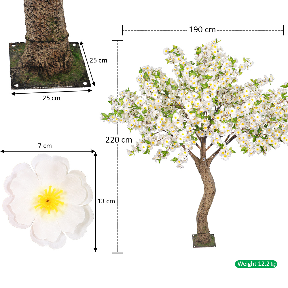 Natural White Artifical Cherry Blossom Tree 2m High