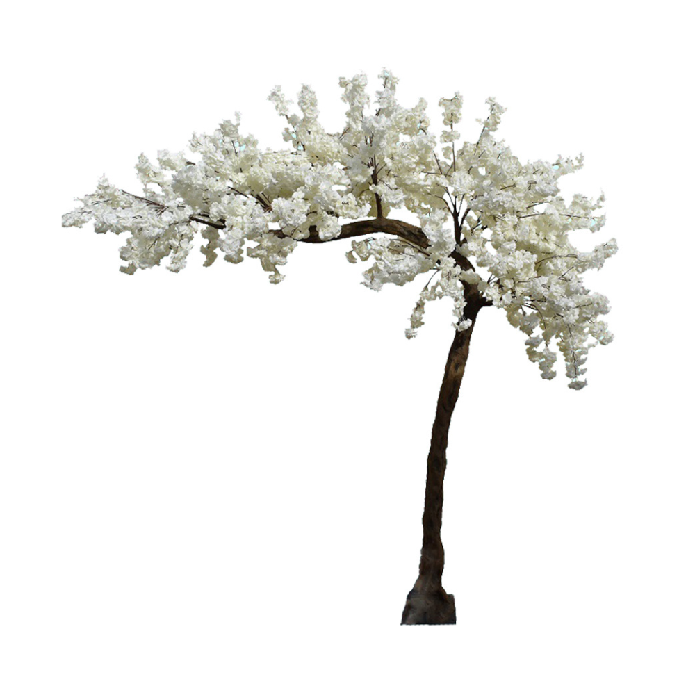 Artificial Cherry Blossom White L Shape Tree Indoor Decoration
