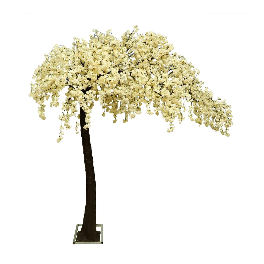 Artificial Champagne Cherry Blossom L Shape Tree 3 Meters High