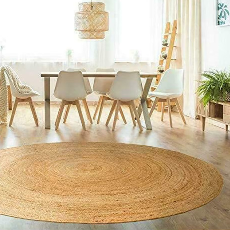 Natural Jute Hand wooven Rug Carpet round 80 x 80cm