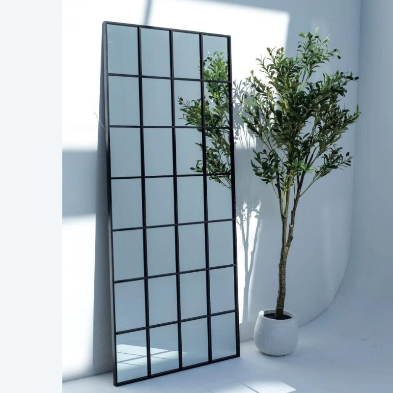 Window Black Rectangular Full Length  Mirror