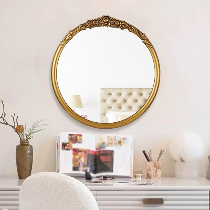 Round Mirror Frame Wall Mirror for Home Decor Ornate Frame