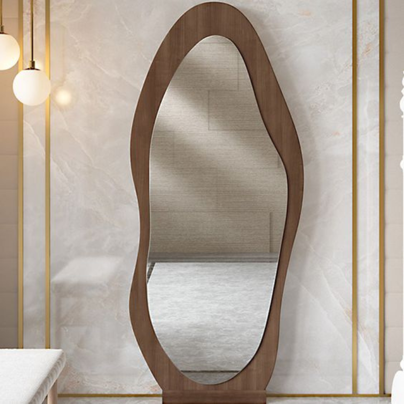 Irregular Full Length Mirror Wrapped Wooden Frame Full Body Mirror