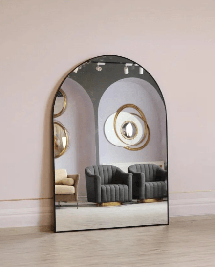 Al Ghani MINI ARCH WALL Round MIRROR BLACK - Al Ghani Stores