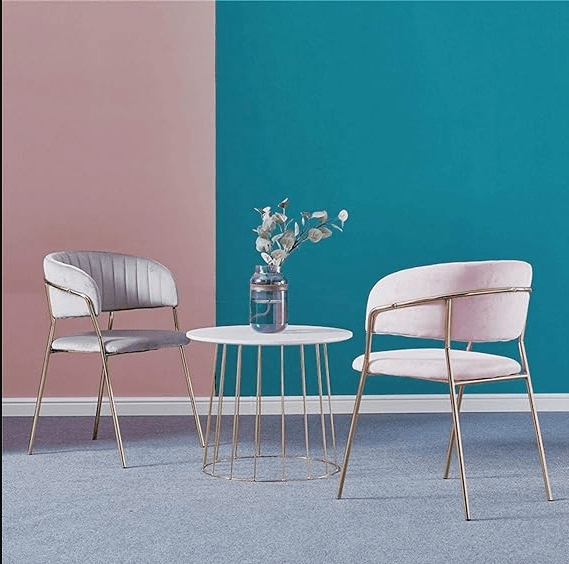 Al Ghani Modern Pink Comfortable Stainless Steel Frame Velvet Fabric Living Room Gold Legs Dining Chairs - Al Ghani Stores