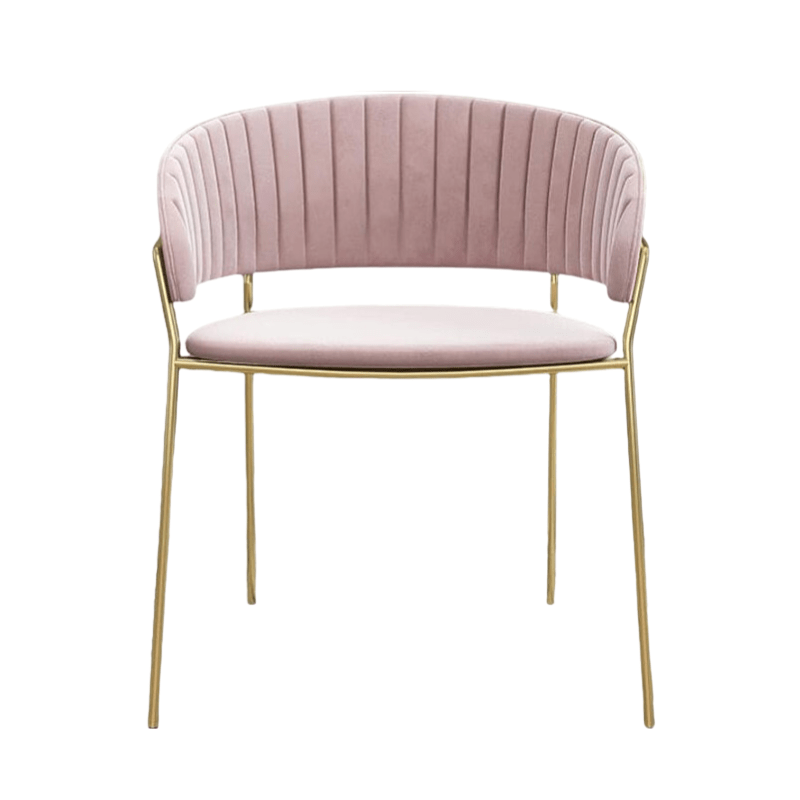 Al Ghani Modern Pink Comfortable Stainless Steel Frame Velvet Fabric Living Room Gold Legs Dining Chairs - Al Ghani Stores