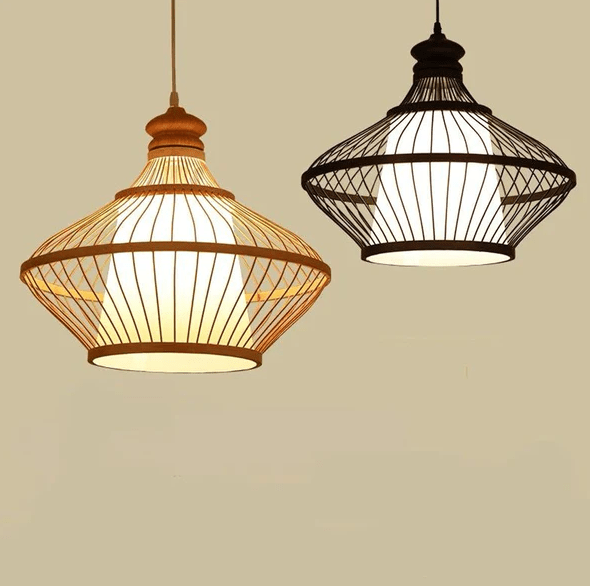 Al Ghani Natural Bamboo Material Lamp Shade Led Lights Rattan Ceiling Light Covers Pendant - Al Ghani Stores