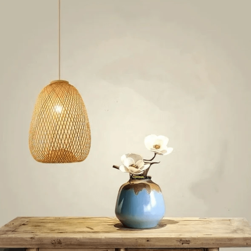 Al Ghani Natural vintage retro handmade rattan bamboo lamp shade hat pendant light - Al Ghani Stores