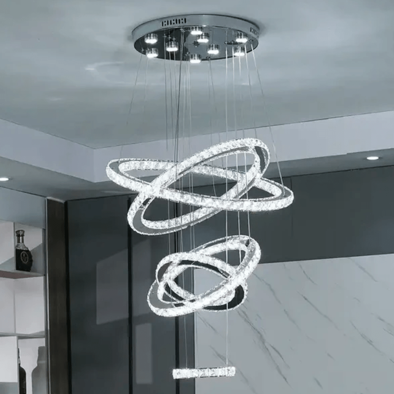 American Light luxury bedroom Circular Led Chandelier Background Living Room Pendant Lighting - Al Ghani Stores