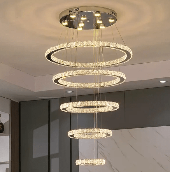 American Light luxury bedroom Circular Led Chandelier Background Living Room Pendant Lighting - Al Ghani Stores