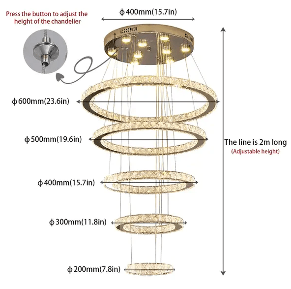 American Light luxury bedroom Circular Led Chandelier Background Living Room Pendant Lighting - Al Ghani Stores