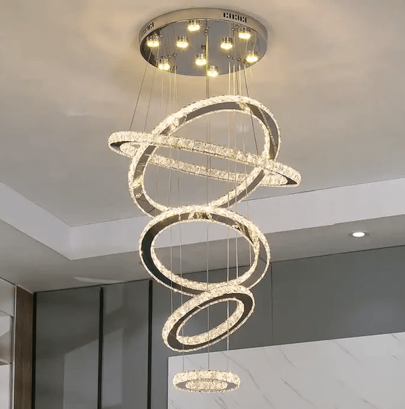 American Light luxury bedroom Circular Led Chandelier Background Living Room Pendant Lighting - Al Ghani Stores