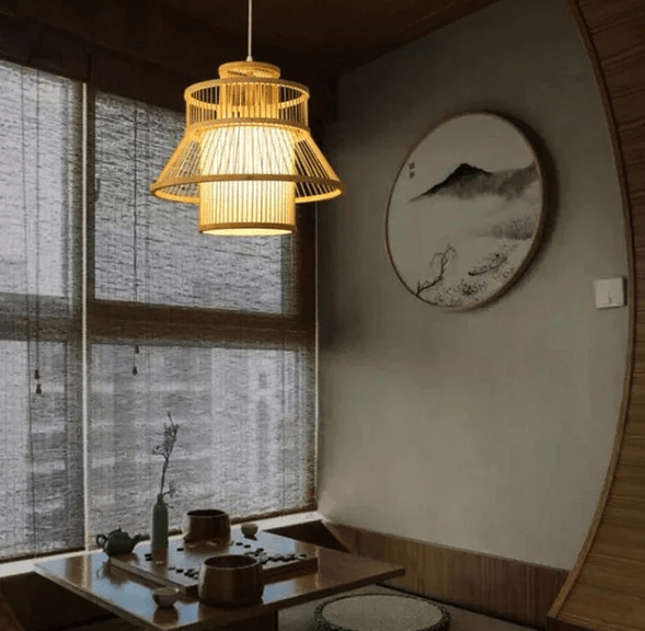 Bamboo Jute Corn Husk Lamps Home Decor Wooden Ceiling Lamp - Al Ghani Stores