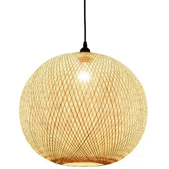 Bamboo Pendant Light fixtures Handwoven Light Pendant Round Bamboo Lampshade Light - Al Ghani Stores