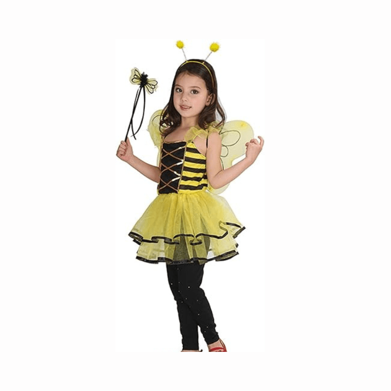 Bee Halloween Costumes for Girls Toddler Fancy Dress With Bee Wings And Hair Hoop Cosplay Dress Up (8-9 years) - Al Ghani Stores