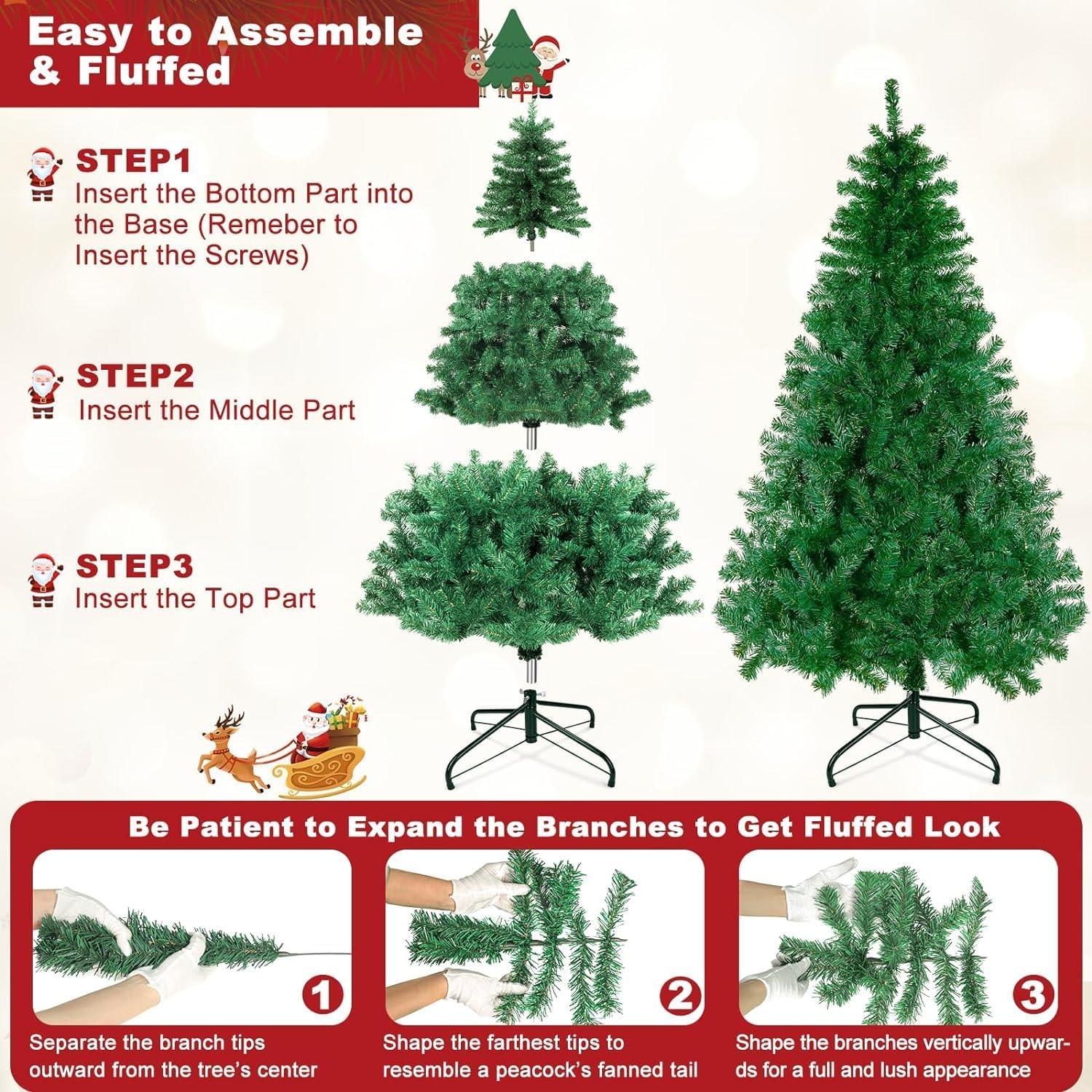 Christmas tree 6ft, Artificial Holiday Trees with Snow, Quick Assembly, Foldable Metal Stand for Home Office Party Decoration 180cm - Al Ghani Stores