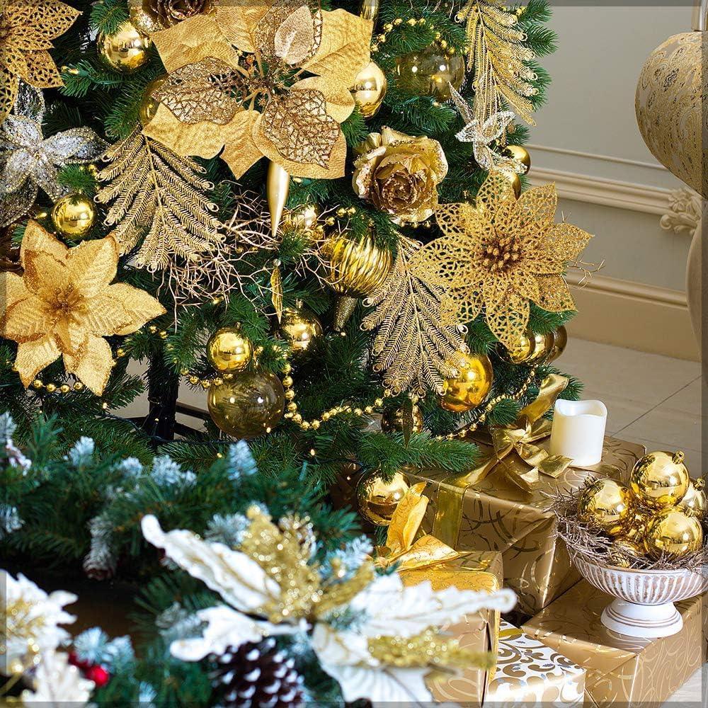 Christmas Tree Decoration Leaves and Flowers for Christmas (gold) - Al Ghani Stores