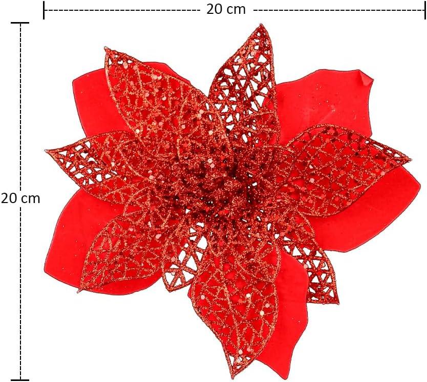 Christmas Tree Decoration Leaves and Flowers for Christmas (red) - Al Ghani Stores