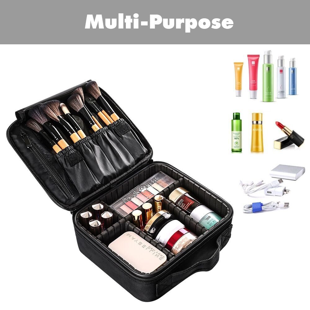 Cosmetic Organizer With Adjustable Divider Black - Al Ghani Stores