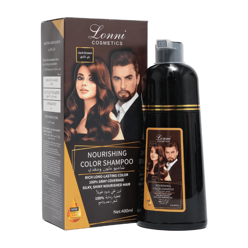 Cosmetics Hair Nourishing Color Shampoo 400ml Dark Brown - Al Ghani Stores