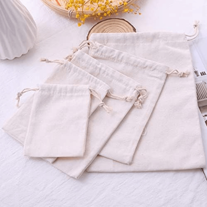 Cotton Pouch Drawstring Bags Canvas Gift Bags Pack Of 5 - Al Ghani Stores