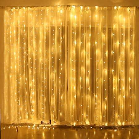 Curtain Window Fairy Lights - 300 LED Lights with 8 Modes Remote Control Timer Adjustable Brightness LED String Lights Outdoor Festival Decoration 3mx3m - Al Ghani Stores