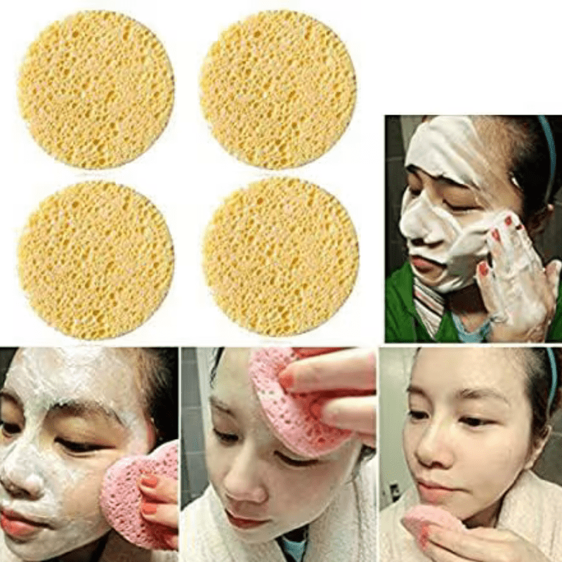 Facial Cleansing Sponge Deep Cleansing Sponge 4 Pcs Natural Wood - Al Ghani Stores