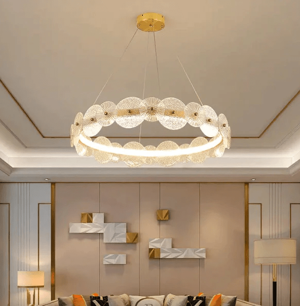 French design nordic gold flower pendant light lighting dining room bedroom ceiling luxury led glass modern crystal chandeliers - Al Ghani Stores