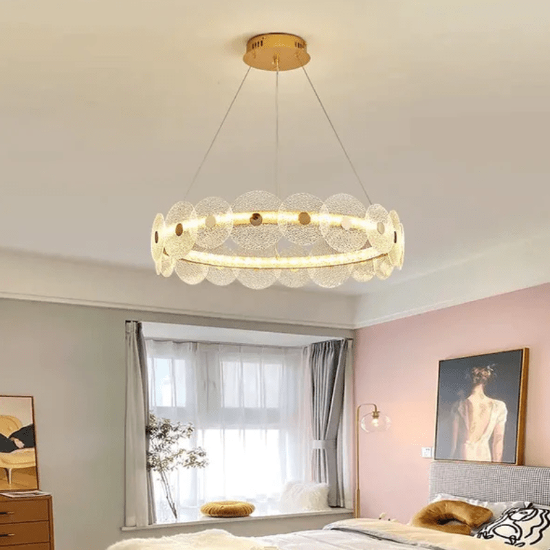 French design nordic gold flower pendant light lighting dining room bedroom ceiling luxury led glass modern crystal chandeliers - Al Ghani Stores