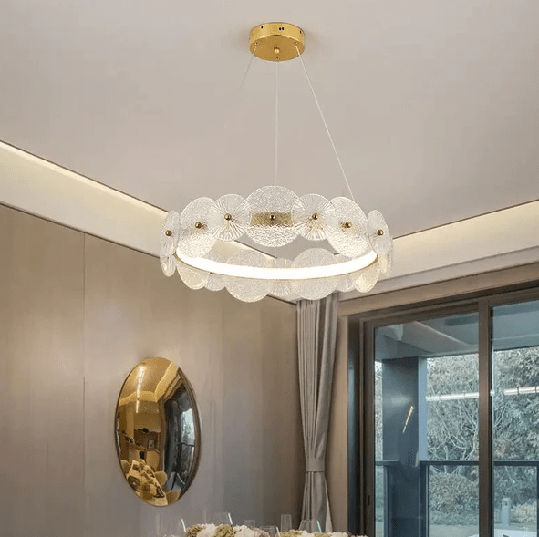 French design nordic gold flower pendant light lighting dining room bedroom ceiling luxury led glass modern crystal chandeliers - Al Ghani Stores