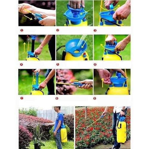 Garden Pump Sprayer with Adjustable Shoulder Strap 8 Litter - Yellow - Al Ghani Stores