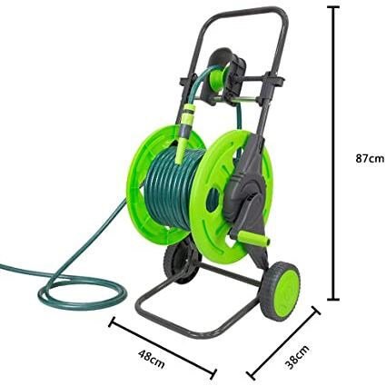 Garden Water Hose Reel Cart With Hose Guide And Hand Green - Al Ghani Stores