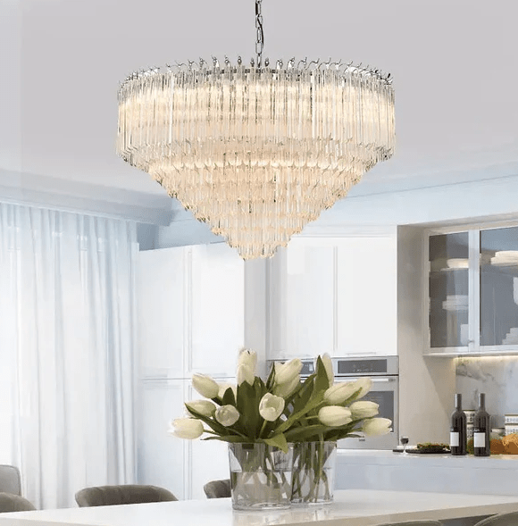 Golden Cone Chandelier Nordic Modern Household Fancy Lamp Shiny Crystal LED Light Luxury K9 Chandelier - Al Ghani Stores