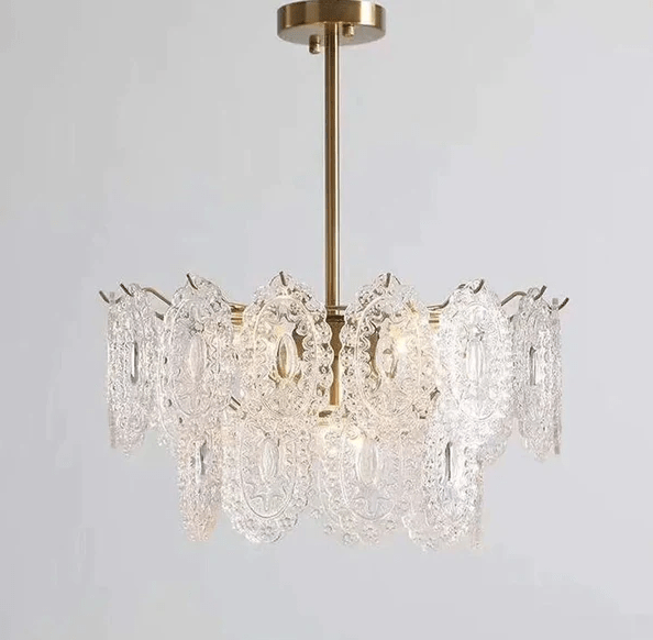 Hanging Glass Pendant Light Gold Finished Dining Room Light Fixtures Chandelier - Al Ghani Stores