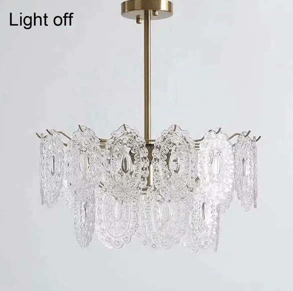 Hanging Glass Pendant Light Gold Finished Dining Room Light Fixtures Chandelier - Al Ghani Stores