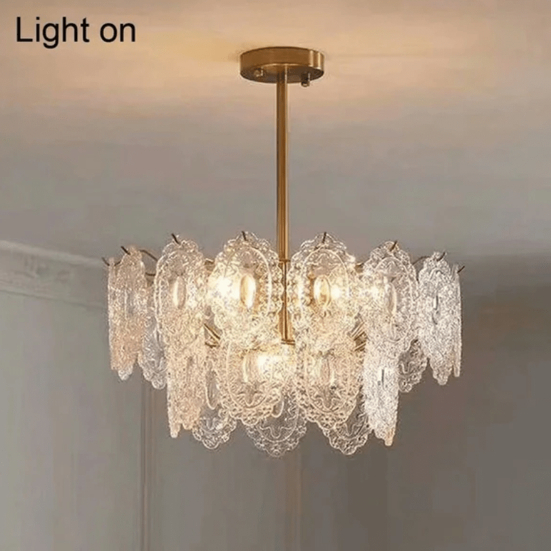 Hanging Glass Pendant Light Gold Finished Dining Room Light Fixtures Chandelier - Al Ghani Stores