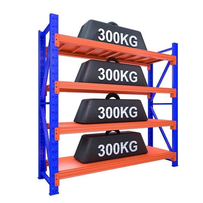 Heavy Duty Rack Smart 4-Level Orange & Blue 300kg Loading Capacity - Al Ghani Stores