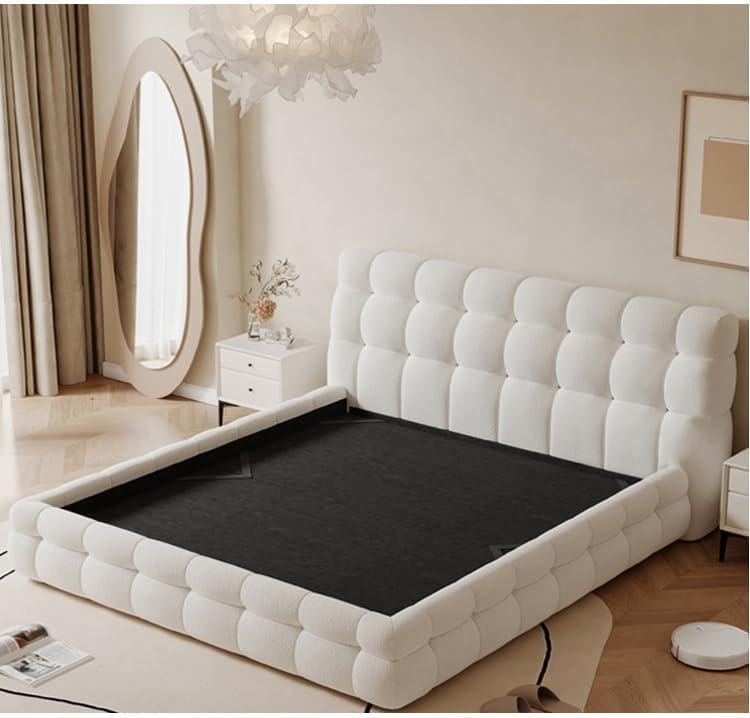 Italian Cloud Style Luxury King Size Bed With Mattres High-Density Sponge Filled with Medical Mattress (Cream White) - Al Ghani Stores