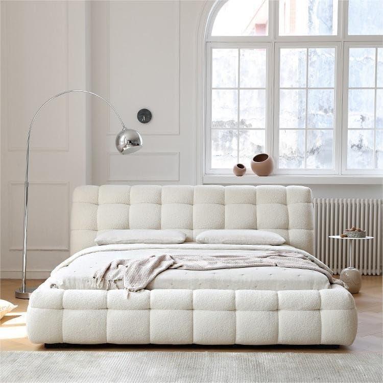 Italian Cloud Style Luxury King Size Bed With Mattres High-Density Sponge Filled with Medical Mattress (Cream White) - Al Ghani Stores