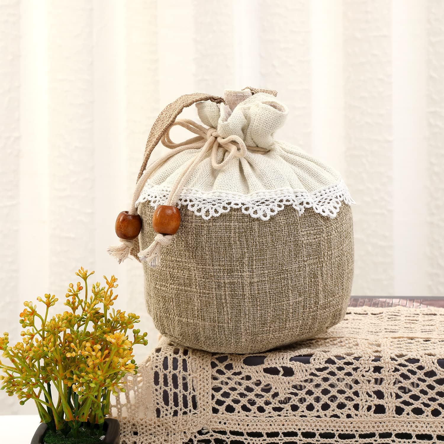 Jute Pouch Burlap and Lace And Handle - Al Ghani Stores