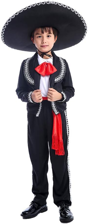 Kids Boys Mexican Mariachi Costume Sombrero Children Mexican Amigo Senor Costume Cosplay Halloween Outfit - Al Ghani Stores